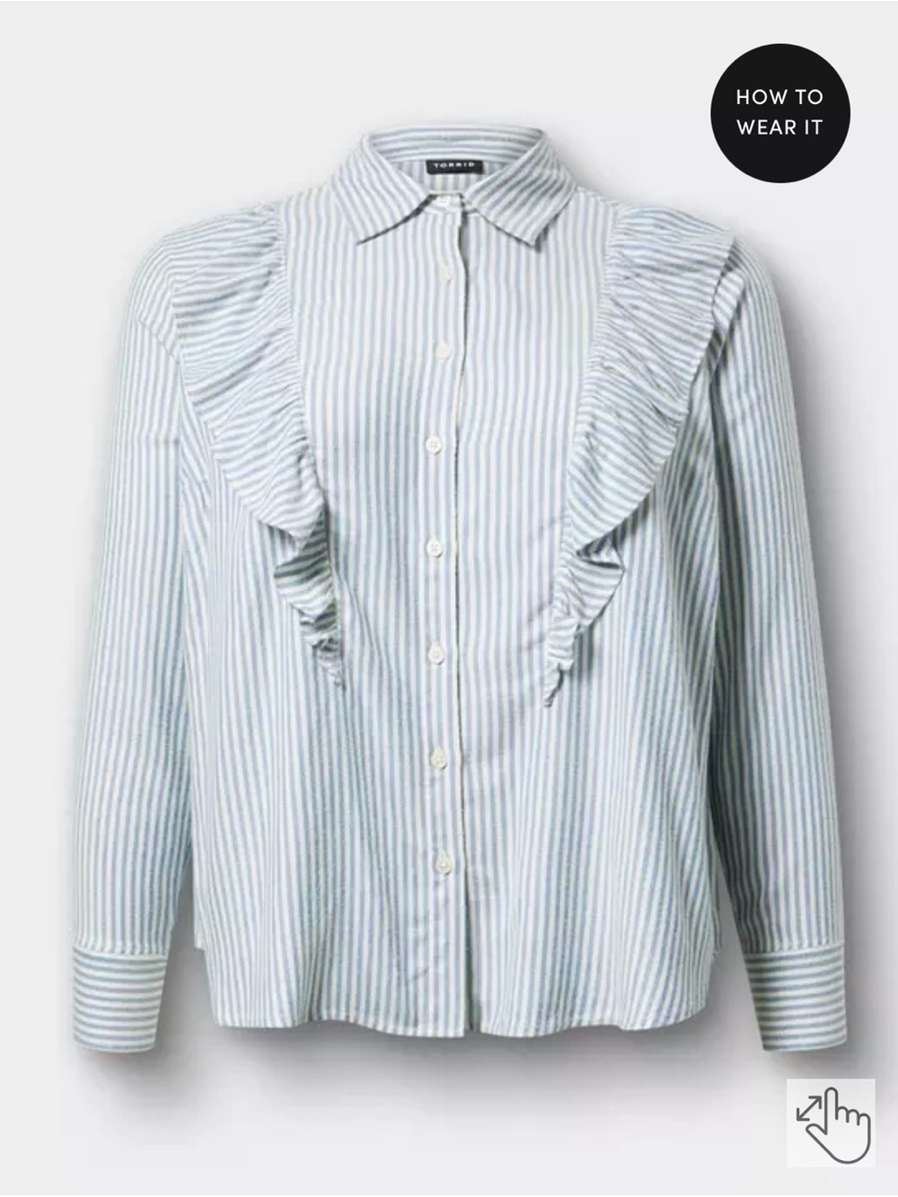 Torrid Ruffle Front Button-Up Shirt